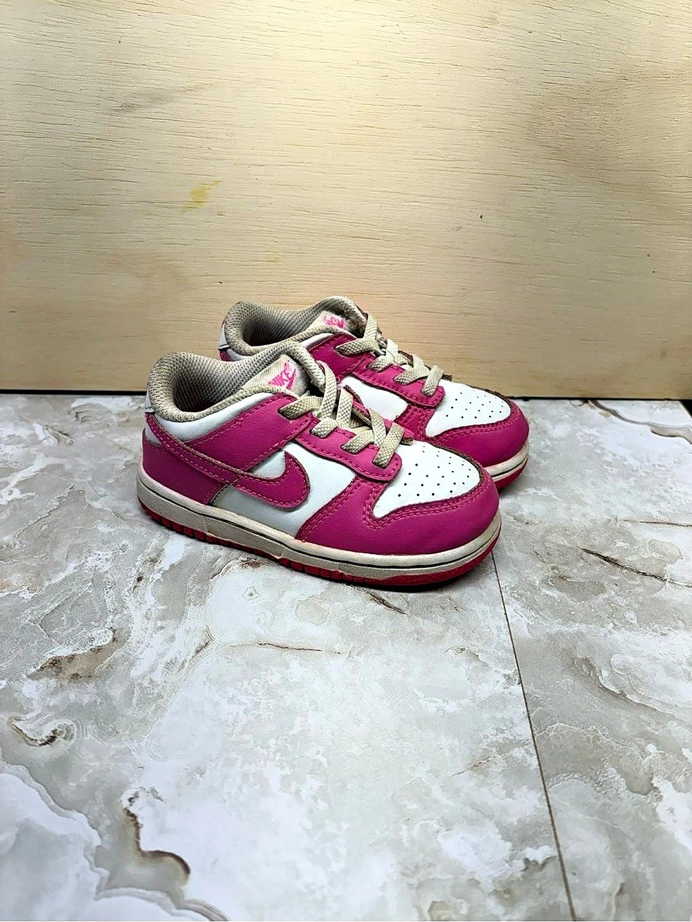 Nike Dunk Low Toddler Pink & White Kids Sneakers